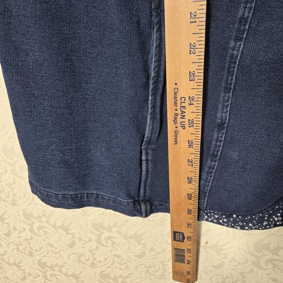 Dream Jeannes by Quaker Factory Vest 3X Blue Rhinestone Embellished Bling Boho - Picture 10 of 11